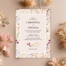 Elegant Boho Wildblommor Fall Wedding Inbjudningar