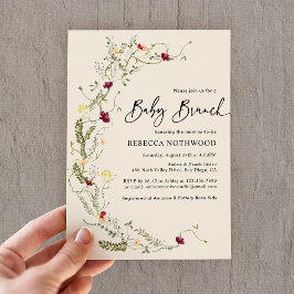 Elegant Boho Wildblommor Wandan Baby Brunch Inbjudningar
