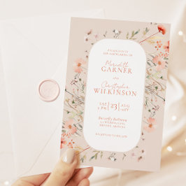 Elegant Boho WildblommRosa Bröllop Inbjudningar