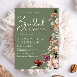 Elegant Boho WildblommSage Grönt Möhippa Inbjudningar