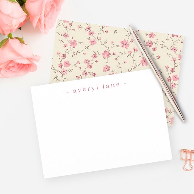 Elegant Boho Wildbloms Personlig Stationery Anteckningskort (Skapare uppladdad)
