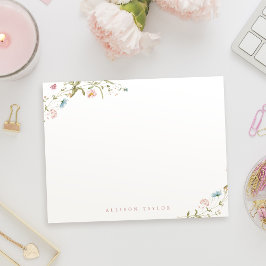 Elegant Boho Wildbloms Personlig Stationery Anteckningskort