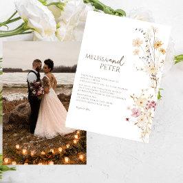 Elegant Boho Wildbloms Photo Avslappnad Bröllop Inbjudningar