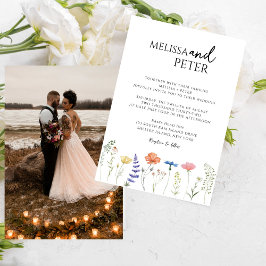 Elegant Boho Wildbloms Photo Avslappnad Bröllop Inbjudningar