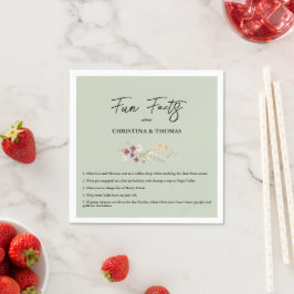 Elegant Boho Wildbloms Sage Roligt Facts Bröllop Pappersservett