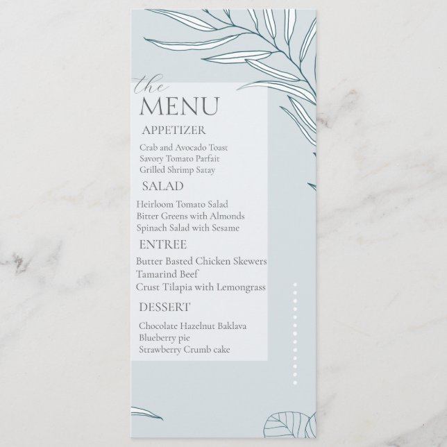 Elegant Boho Wildblomu bröllop Menu Meny (Framsida)