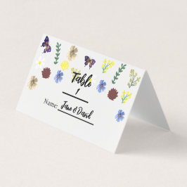Elegant Boho Wildblomvita ortkort Kort