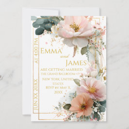 Elegant Boho Wildflower Wedding Invitation Inbjudningar