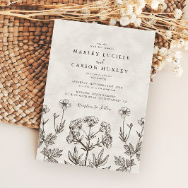 Elegant Boho Wildflower White Texture Wedding Inbjudningar