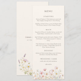 Elegant Boho wildflowers Script Wedding Meny