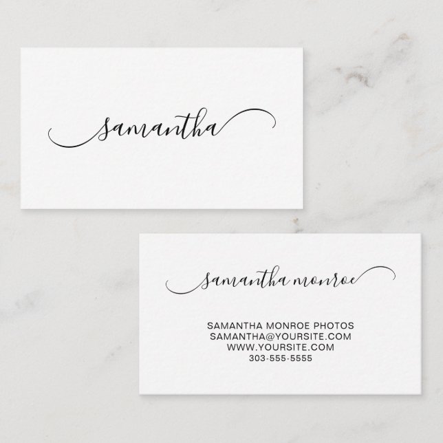 Elegant Böjd Svans Signatur Namn Visitkort (Fram/baksida)