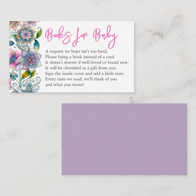 Elegant Bok för bohag för Baby-inbjudan Tilläggskort (Fram/baksida)