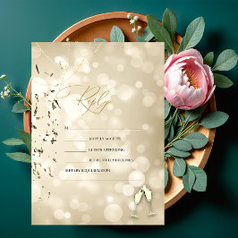 Elegant Bokeh,Confetti Wine Glasses Wedding Inbjudningar