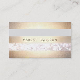 Elegant Bokeh Faux Gold Foil Stripe Snyggt Visitkort