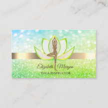 Elegant Bokeh Grön Lotus Yoga Glitter Tjej