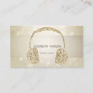 Elegant Bokeh, Guld Glitter Hörlurar Visitkort