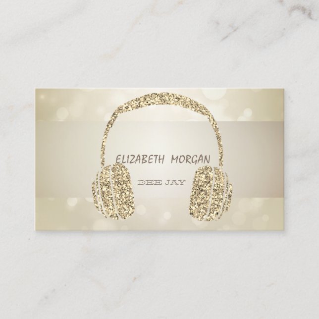 Elegant Bokeh, Guld Glitter Hörlurar Visitkort (Framsida)