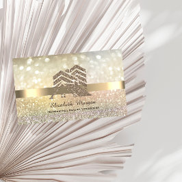 Elegant Bokeh Guld Glitter Tak Hus Visitkort