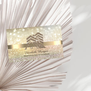 Elegant Bokeh Guld Glitter Tak Hus Visitkort