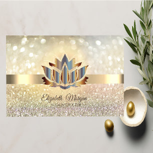 Elegant Bokeh Guld, Guld Lotus Yoga Visitkort
