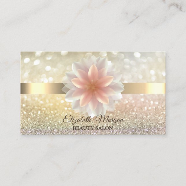 Elegant Bokeh Guld, Lotus Flower Yoga Reiki Busine Visitkort (Framsida)