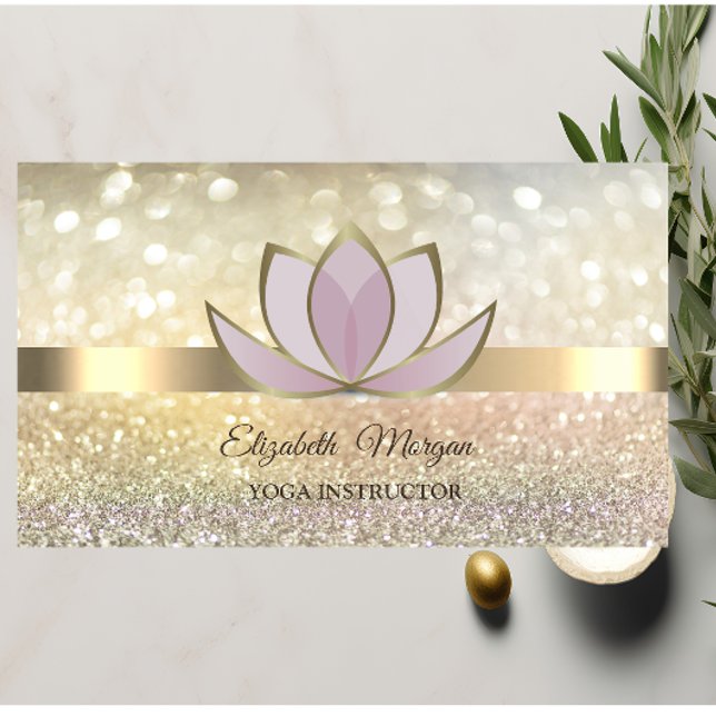 Elegant Bokeh Guld, Lotus Flower Yoga Reiki Visitkort (Skapare uppladdad)