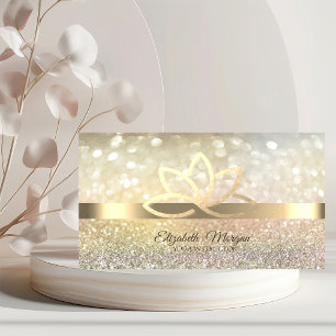 Elegant Bokeh Guld Lotus Yogainstruktör Visitkort
