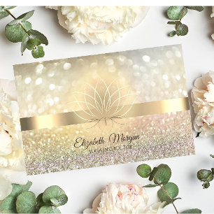 Elegant Bokeh Guld, Lotus Yogainstruktör Visitkort