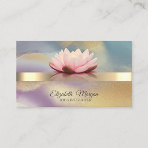 Elegant Bokeh Guld, Lotusblomma Färgrik Yoga Visitkort