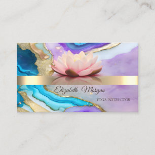 Elegant Bokeh Guld, Lotusblomma Yoga Instruktör Visitkort
