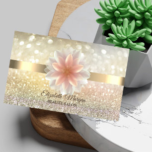 Elegant Bokeh Guld, Lotusblomma Yoga Reiki Företag Visitkort