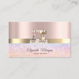 Elegant Bokeh Guld Rand, Vintage Symaskin Visitkort