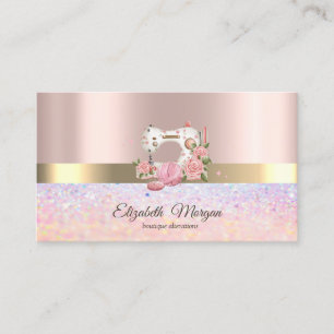 Elegant Bokeh Guld Rand, Vit Symaskin Visitkort