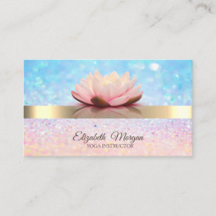 Elegant Bokeh Guld Randig, Lotus Yoga Instruktör Visitkort
