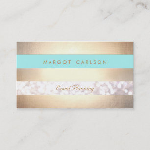 Elegant Bokeh Guld Stripe Light Turcos Chic Visitkort