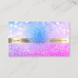Elegant Bokeh Guldrandig Lotus Yogainstruktör Visitkort