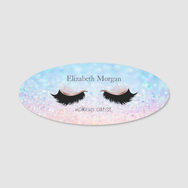 Elegant Bokeh Ombre Faux Lash Namnbricka (Framsida)