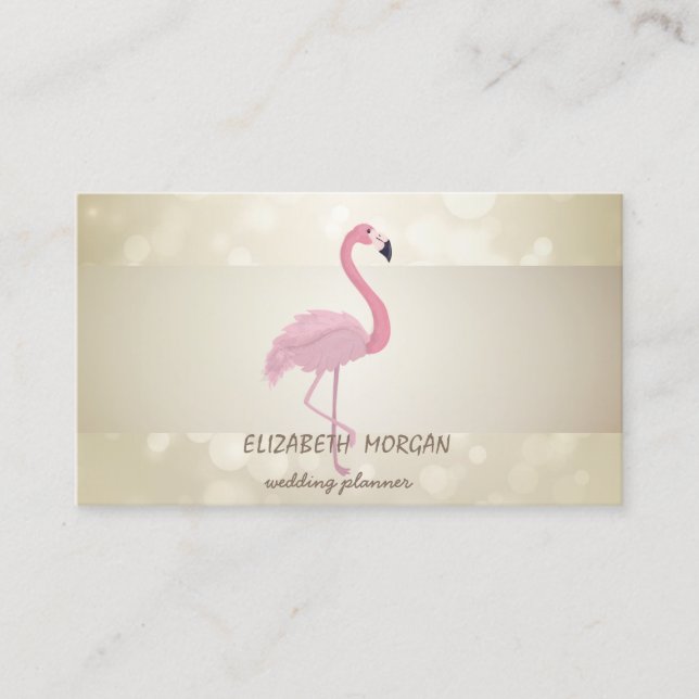 Elegant Bokeh, Rand, Rosa Flamingo Visitkort (Framsida)