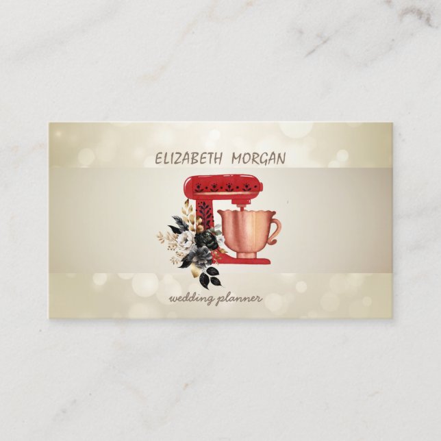 Elegant Bokeh, Randig, Blommig Röd Mixer Visitkort (Framsida)