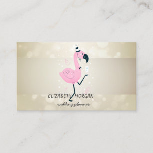 Elegant Bokeh, Randig, Cool Rosa Flamingo Visitkort