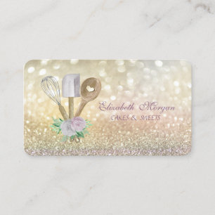 Elegant Bokeh Rullande Pinne Visp Bageri Verksamhe Visitkort