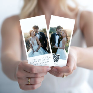 Elegant bokmärke med skript Save the Date-foto Spara Datumet