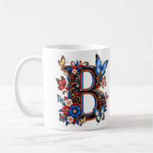 Elegant bokstav B initial blommor kvinnor