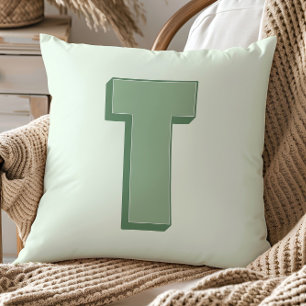 Elegant bokstav T monogram personlig initial Kudde