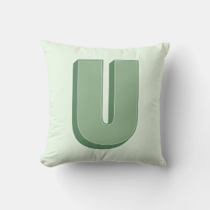 Elegant bokstav U monogram personlig initial Kudde