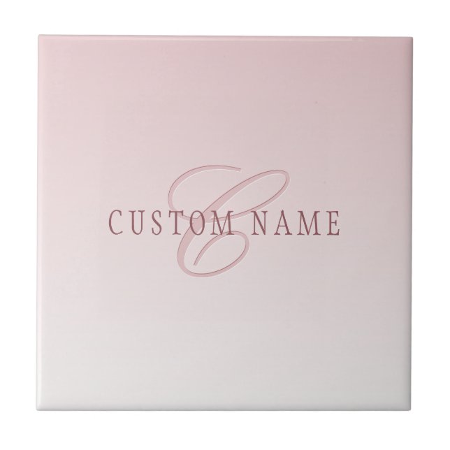 Elegant bokstavsformgivning & monogram | Rose Ombr Kakelplatta (Framsidan)