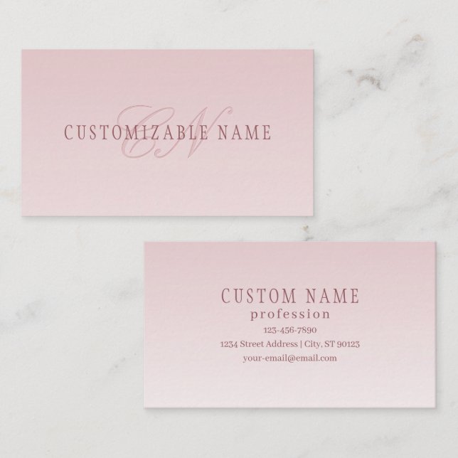 Elegant bokstavsformgivning & monogram | Rose Ombr Visitkort (Fram/baksida)