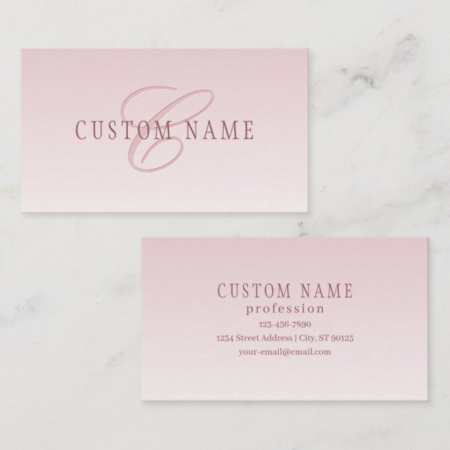 Elegant bokstavsformgivning & monogram | Rose Ombr Visitkort (Fram/baksida)