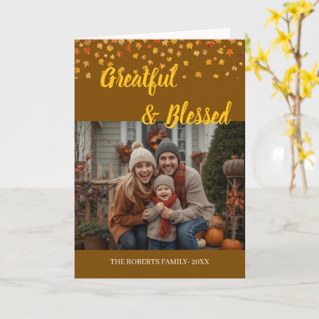 Elegant bokstavsformning Anpassad Thanksgiving vik Kort (Gul blomma)