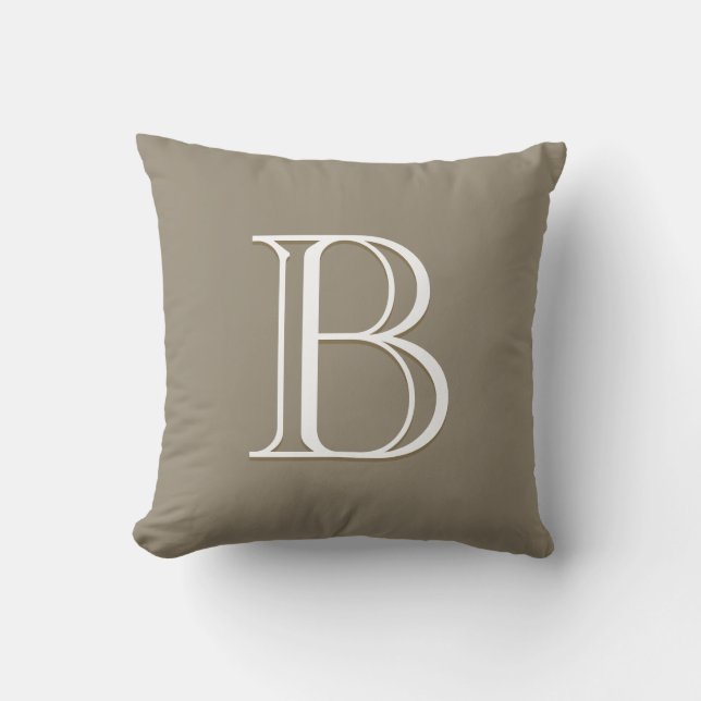 Elegant bokstavsmonogram initial chic mocha brun kudde (Framsida)
